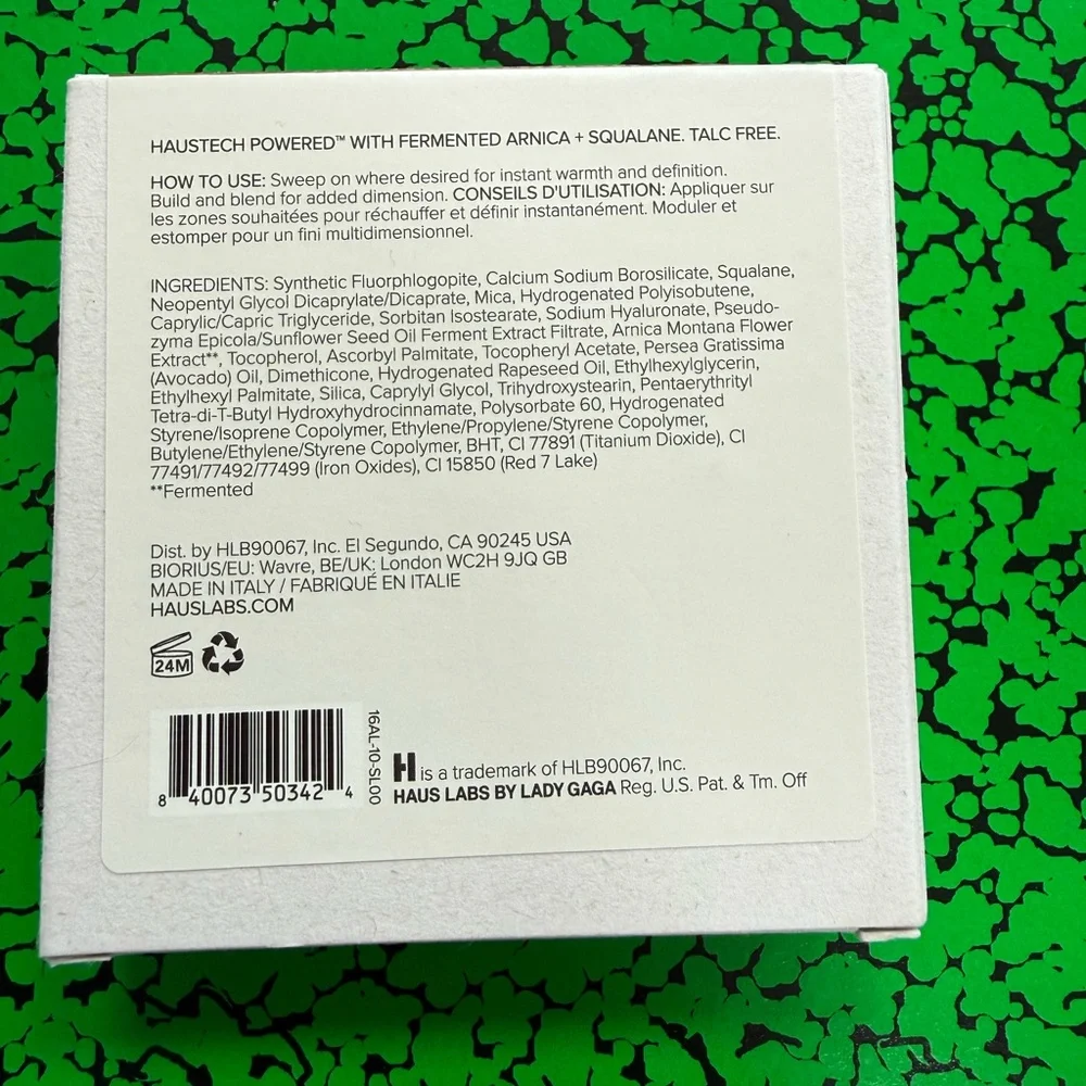 Haus Labs By Lady Gaga Velvet Bronzer Compact — Brown & White Packaging
